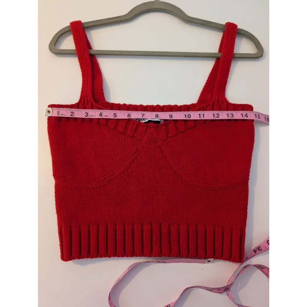 Zara Crop Top Bralette Sweetheart Valentine's Day Bold Retro Sexy Red Size M